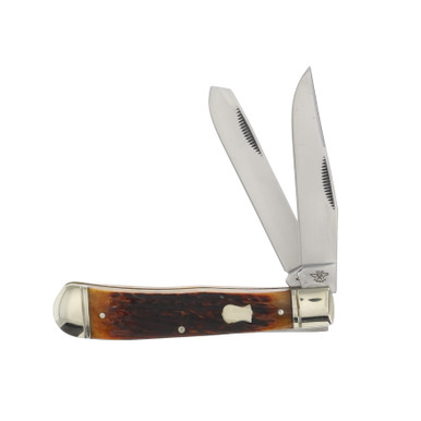 Old Forge Brown Jigged Bone 2 Bld. Trapper D2-Blade Steel OF54BJB