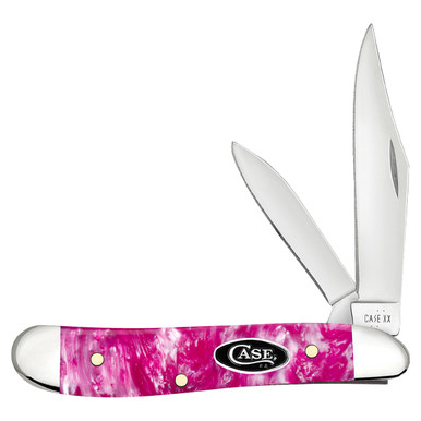 Case XX Pink Crackle Kirinite Peanut Folding Knife CA16163 - Smoky