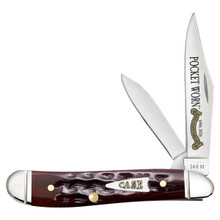 Case XX Blue Smooth Curly Oak Peanut Folding Knife CA47495 - Smoky