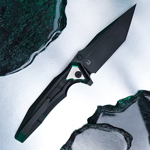 Arcane Design THE CREATURE Folding Knife 3.75 Inch Plain Black Tanto ADCTBSC