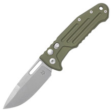 Fox Knives New Smarty Automatic Knife Stonewash N690 Drop Point/OD Green Aluminum FX-503SPOD