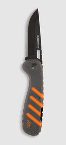 OUTDOOR EDGE RAZOR HTX 3.5" FOLDER GRAY AND ORANGE BLACK HARDWARE 5 BLACK DROP POINT, 1 STAINLESS GUTTING, SAW BLADE POD OEHTX35Y-6C