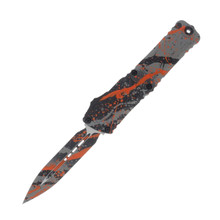 MICROTECH Combat Troodon® Gen III Signature Series OTF Auto Bull Shark Gray-Black-Orange Splatter Standard AUMT11421BGBK ORSPLS