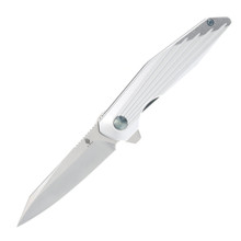 Kizer SMKW Exclusive Spot Folding Knife Silver Shredder UV Printed Aluminum/Magnetic Polished Nitro V V3620E1