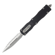 Microtech Dirac Delta OTF Auto Black Handle D/E Satin Full Serrate AUMT2276