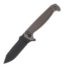 Half Face Blades Disaster Folder- Anodized Grey Handle, Black Nitride Blade, Dimpled Grip, Deep Carry Pocket Clip HFDISASTERFLDANOGY