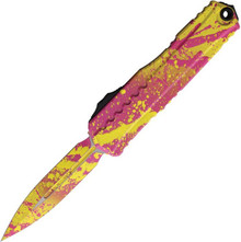 Microtech Cypher II OTF Auto D/E Standard Corvette Yellow-Pink Splatter Signature Series AUMT12421CYPK SPLS
