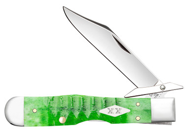 Case XX Bright Green Gator Jigged Bone Cheetah Cub Pattern