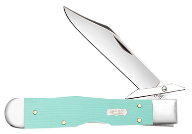 Case XX Seafoam Green G-10 Smooth Cheetah Cub Lockback Folding