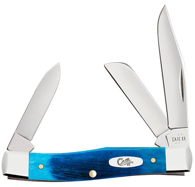 Case XX Caribbean Blue Sawcut Jigged Bone Medium Stockman Folding