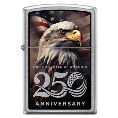 Zippo 250th Anniv. America Bald Eagle & Flag ZP425647 - Smoky