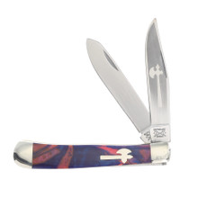 Cooper Cutlery Battle Axe Trapper Folding Pocket Knife Black Oak
