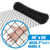 9 Gauge Black Vinyl Coated Galvanized Steel Chain Link Fence Fabric, Diamond Mesh Size 2-3/8 Inch, Multiple Options