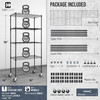 36 x 18 x 76 in. 5-Tier NSF Commercial Grade Adjustable Wire Shelving w/ Wheels & Leveling Feet, Black