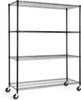 48 x 18 x 76 in. 4-Tier NSF Commercial Grade Adjustable Wire Shelving w/ Wheels & Leveling Feet, Black
