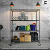 48 x 18 x 76 in. 4-Tier NSF Commercial Grade Adjustable Wire Shelving w/ Wheels & Leveling Feet, Black
