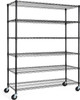 48 x 18 x 76 in. 6-Tier NSF Commercial Grade Adjustable Wire Shelving w/ Wheels & Leveling Feet, Black