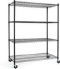 48 x 24 x 76 in. 4-Tier NSF Commercial Grade Adjustable Wire Shelving w/ Wheels & Leveling Feet, Black