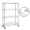 4-Tier w/Wheel NSF Adjustable Shelves Wire Shelving Unit w/Liner, Sliver Grey