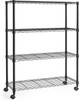 36 x 14 x 54 in. (56”H with wheels) 4-Tier Wire Shelving Unit, Adjustable Height Wire Rack Shelving, with Wheels, Black