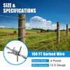 12.5 Gauge 4 Point Galvanized Barbed Wire Fencing with Gloves, Multiple Options