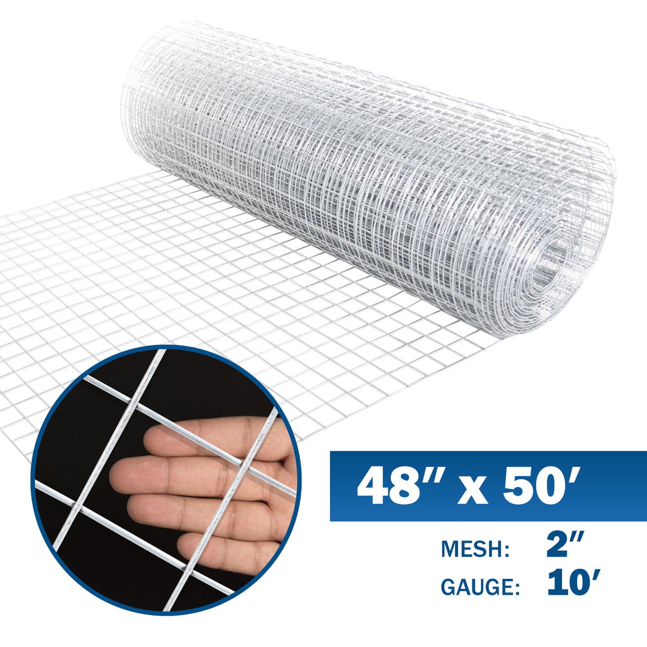 10 Gauge Galvanized Welded Wire Mesh Size 2 inch by 2 inch (4 ft