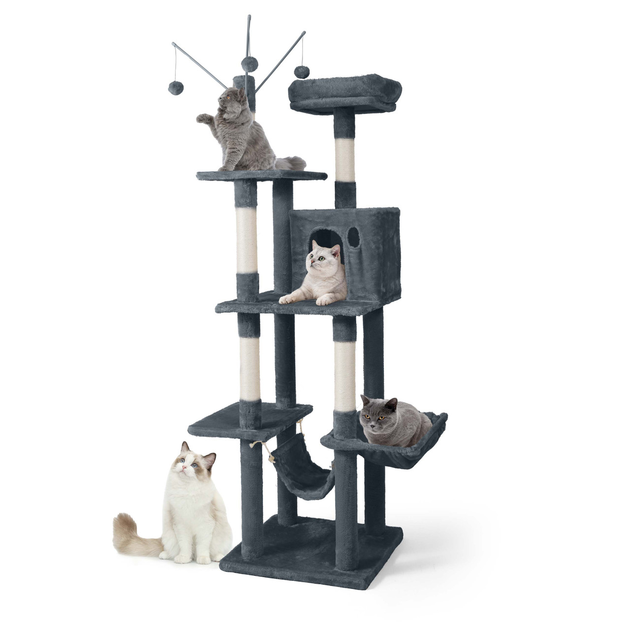 猫　ゲージ　Cat Tower アイリスオーヤマ 猫用キャットタワー付きケージ ダークグレー