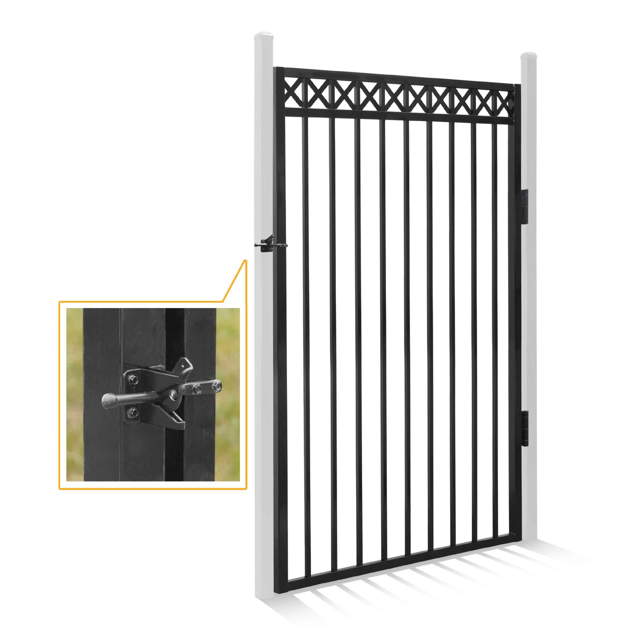6FT x 4FT X-Pattern Decorative Fence Gate with Lock