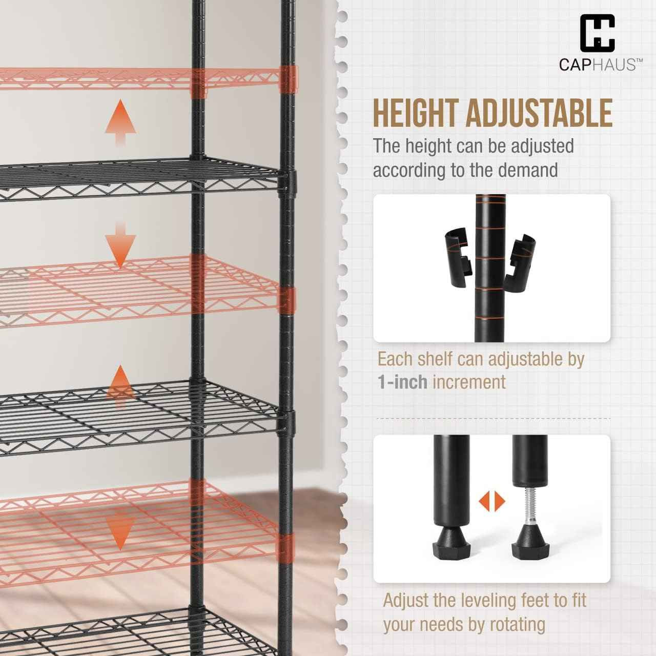 6 Tier Wire Shelving Basket Shelves, Sliver Grey