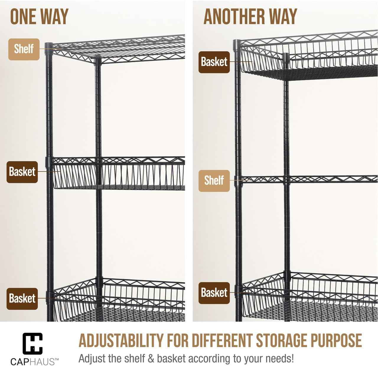 6 Tier Wire Shelving Basket Shelves, Sliver Grey