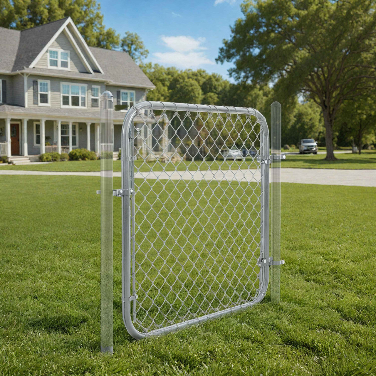 9 / 11.5 Gauge Galvanized Silver Steel Chain Link Gate Kit Multi-Options 6 ft