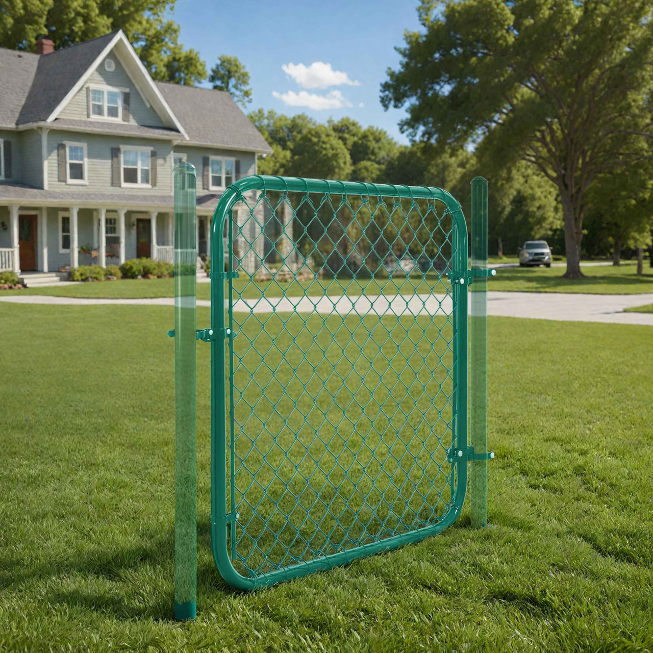 9 / 11.5 Gauge Green Vinyl Coated Chain Link Fence Gate Kit Multi-Options 5 ft