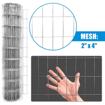 Fencer Wire 16 Gauge Galvanized Welded Wire Mesh Size 2 inch by 4 inch (2 ft. x 100 ft.)