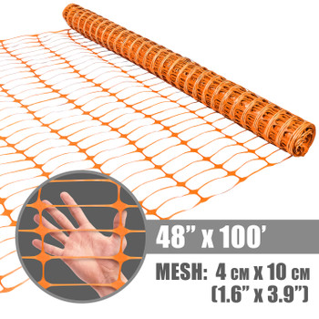 4 ft. x 100 ft. Orange Plastic Fencing Roll for Construction Fencing, Pet Fencing and Event Fencing, 4 cm x 10 cm Mesh 