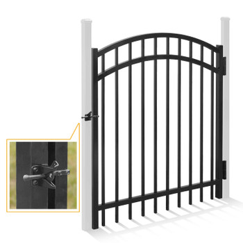 4FT Height x 4FT Width Heavy Duty Arched Decorative Fence Gate with Gate Lock, Multiple Options