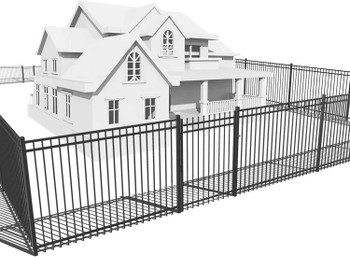 Heavy Duty Flat Top Fence Barrier Kit with 5FT Height X 6FT Width Panels, Pinnacle Gate, Posts & Connectors, Multi-options
