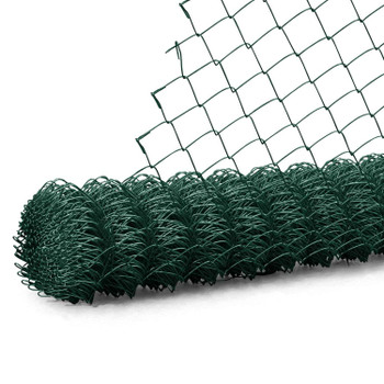 9 Gauge Green Vinyl Coated Galvanized Steel Chain Link Fence Fabric, Diamond Mesh Size 2-3/8 Inch, Multiple Options