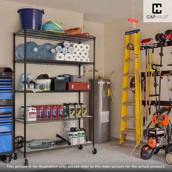 36 x 18 x 76 in. 5-Tier NSF Commercial Grade Adjustable Wire Shelving w/ Wheels & Leveling Feet, Black