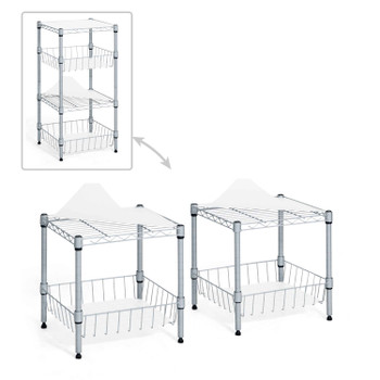 2 to 4 Tier NSF Wire Shelving Basket Shelves, Storage Rack Corner Shelves, Sliver Grey