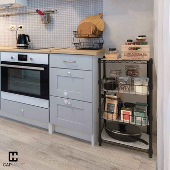 5 Tier NSF Shelving Basket Shelves, Storage Rack Corner Shelves, Black