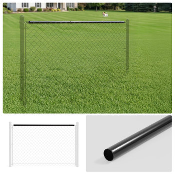 10 FT Dia. 1-5/8" Fencing Top Rail, Black Powder Coated Galvanized Pipe for Chain Link Fence,  Multi-options