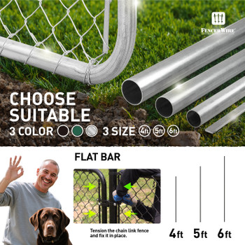 4/5/6 FT Silver Galvanized Tension Bar, 48/60/72 Inch Flat Bar for 4'/5'/6' Chain Link Fence Parts, Multi-options