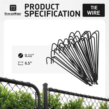 6.5 Inch 150 PCS 10 Gauge Heavy Duty Chain Link Wire Ties, Fence Metal Slats Hook Tie Wires, Garden, Dog, Animal Fencing Hardware Parts, Green