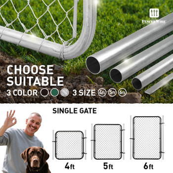 9 Gauge Black Vinyl Coated Chain Link Fence Gate Kit, Multi-options