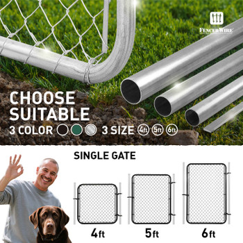 Black Vinyl Coated Chain Link Fence Gate Kit, Multi-options