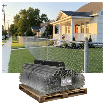 5ft. Height 11.5 Gauge Galvanized Steel Chain Link Fence Kit w/Fence Fabric, Gate, Posts, Top Rails & Hardware, Multiple Options