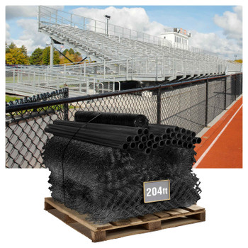 6ft. Height 9 Gauge Black Vinyl Coated Chain Link Fence Kit w/Fence Fabric, Gate, Posts, Top Rails & Hardware, Multiple Options