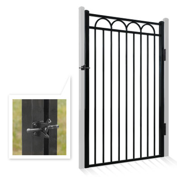 6FT Height X 4FT Width Heavy Duty Arc Decorative Fence Gate with Lock Attachment, Multiple Options
