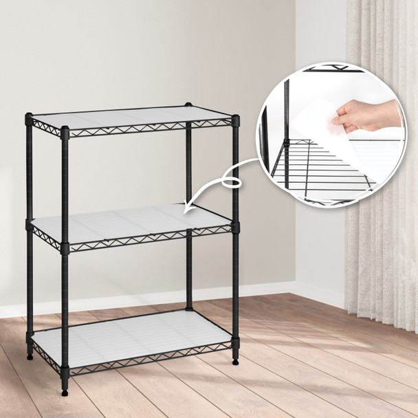 3-Tier NSF Adjustable Height Wire Shelving w/ Liner, Black