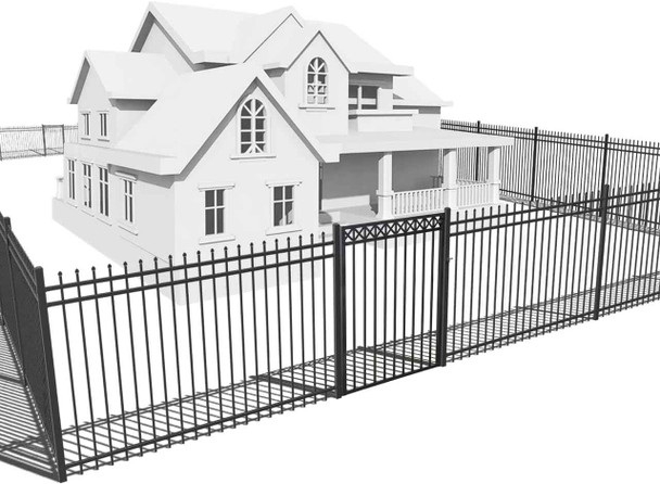 Heavy Duty Pinnacle Fence Barrier Kit with 4FT Height X 6FT Width Panels, Decorative Gate, Posts & Connectors, Multi-options